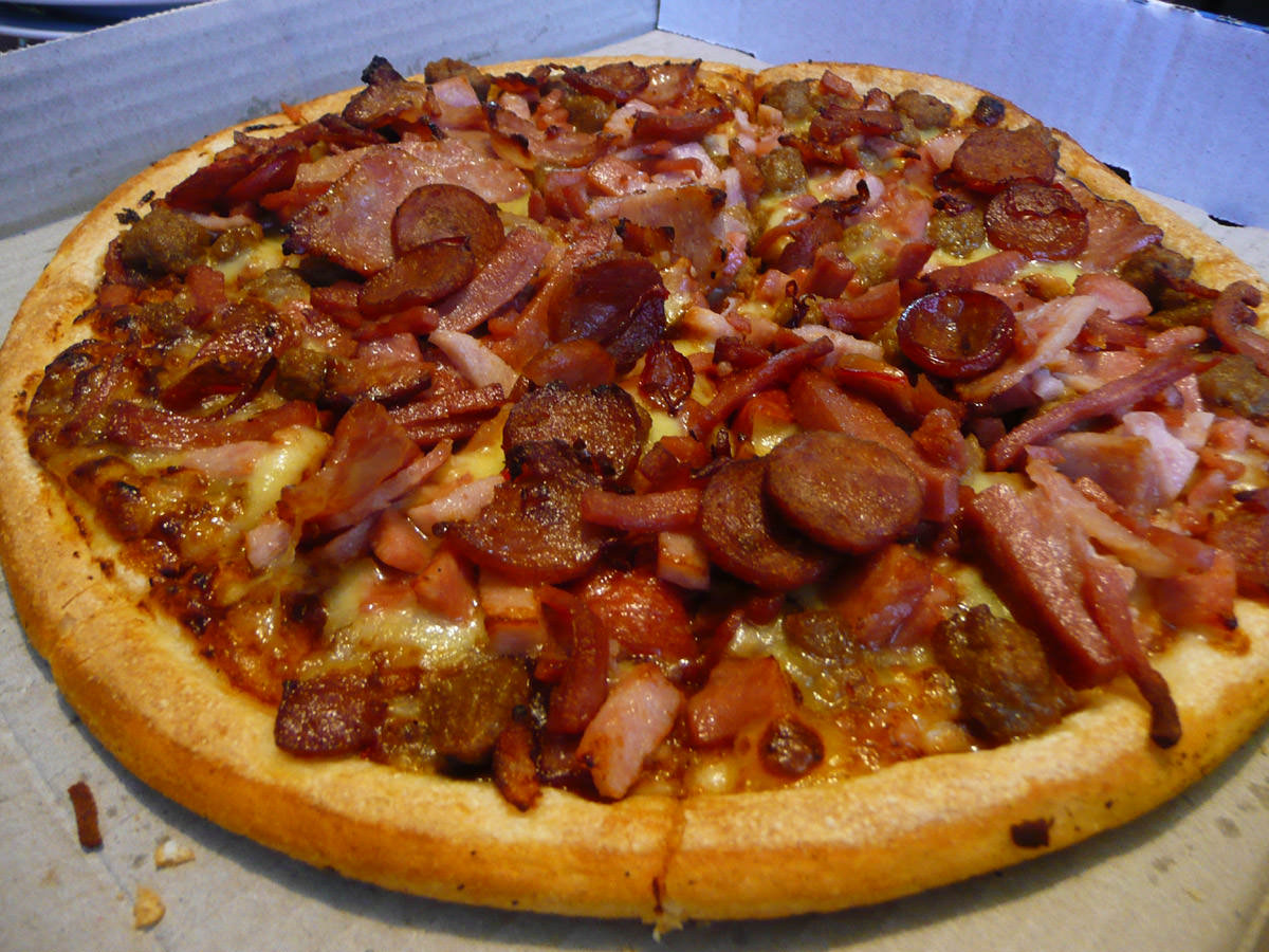 The 7 Meats Pizza from Dominos