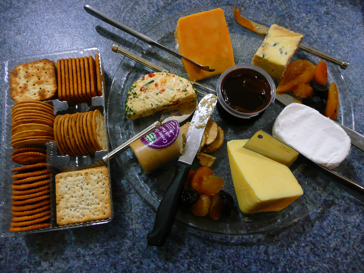Cheese platter and crackers