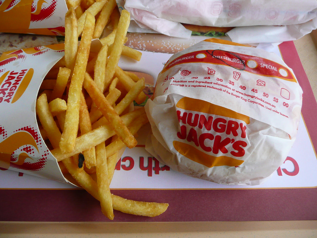 Hungry Jack's Cheeseburger and fries