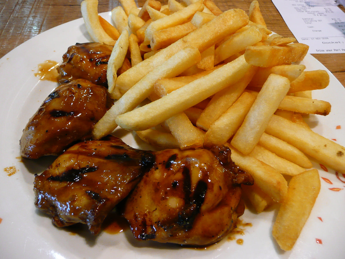 Nando's chicken thighs and chips