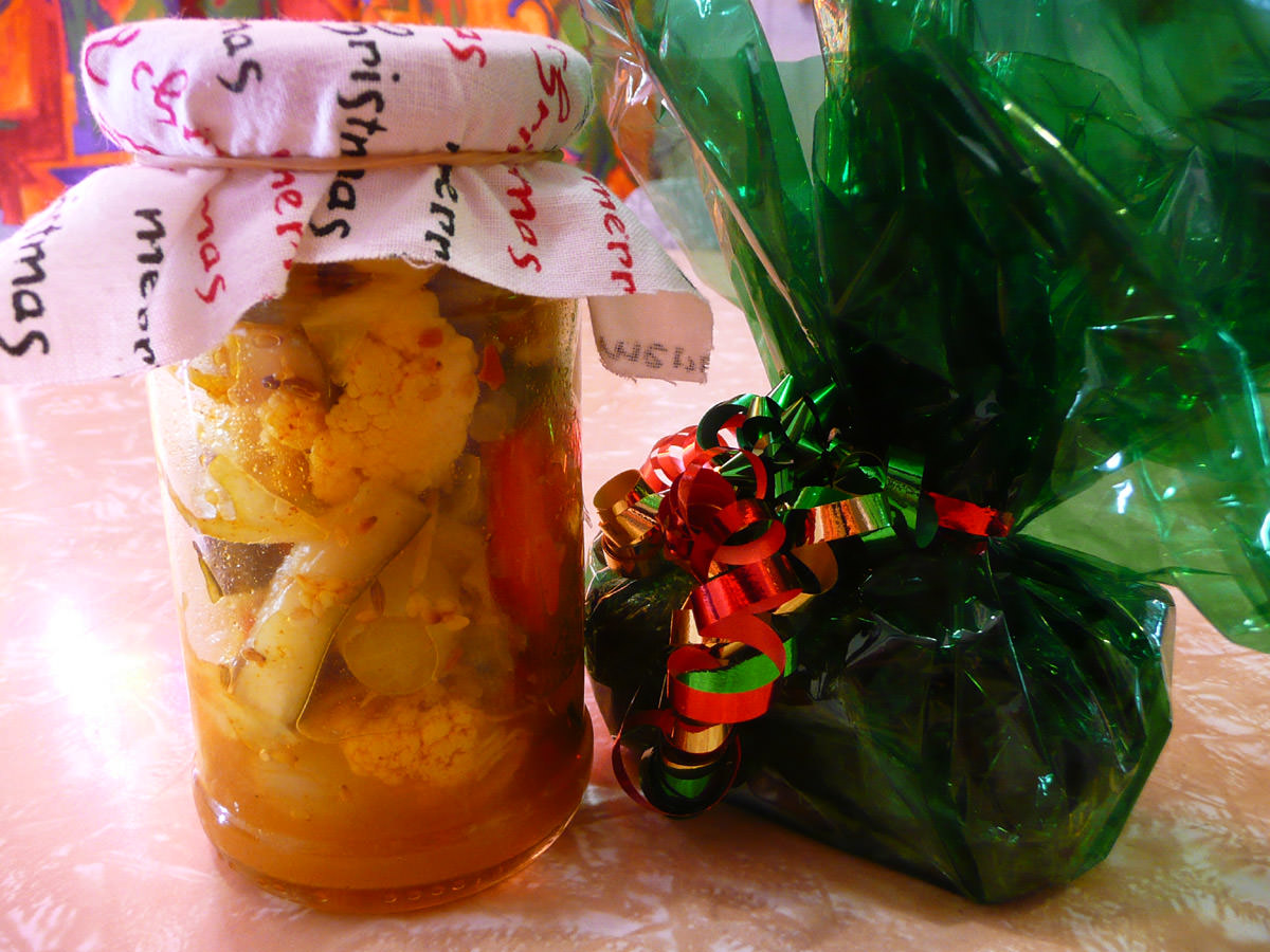Pickled vegetables and Christmas cake