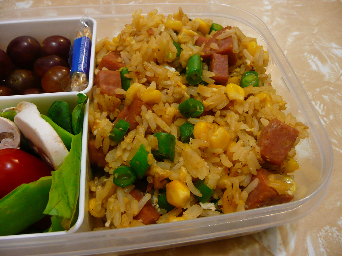 Close-up of SPAM fried rice