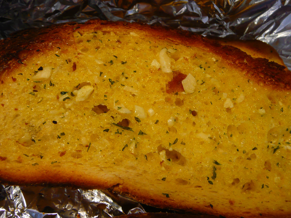 Garlic bread close-up