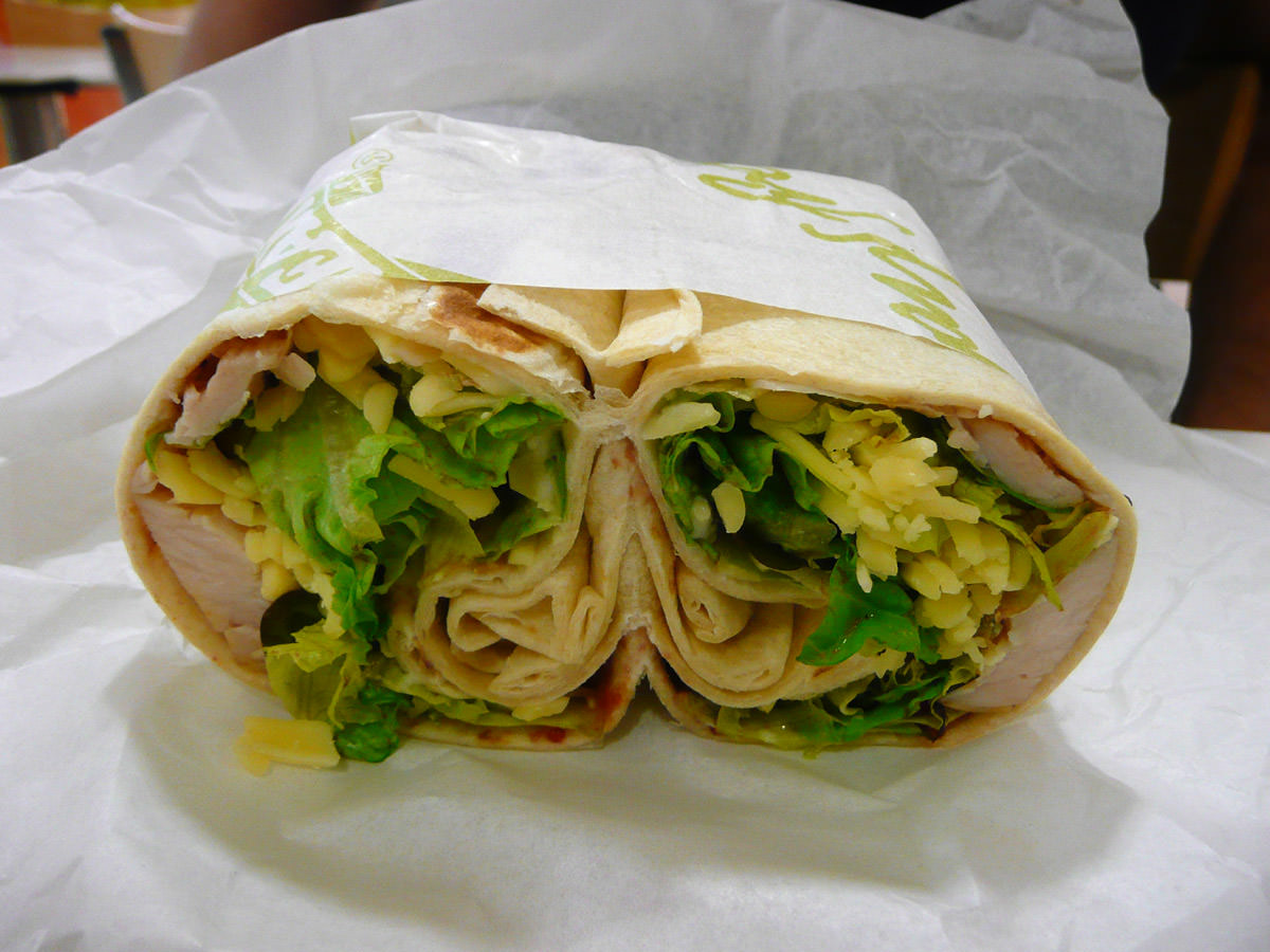 Turkey, cheese and salad wrap