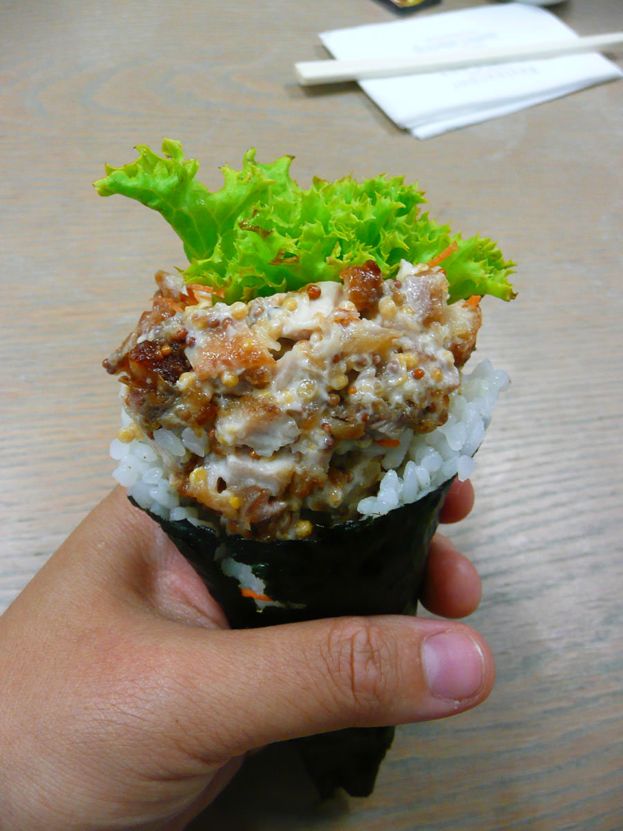 Chicken karaage sushi cone