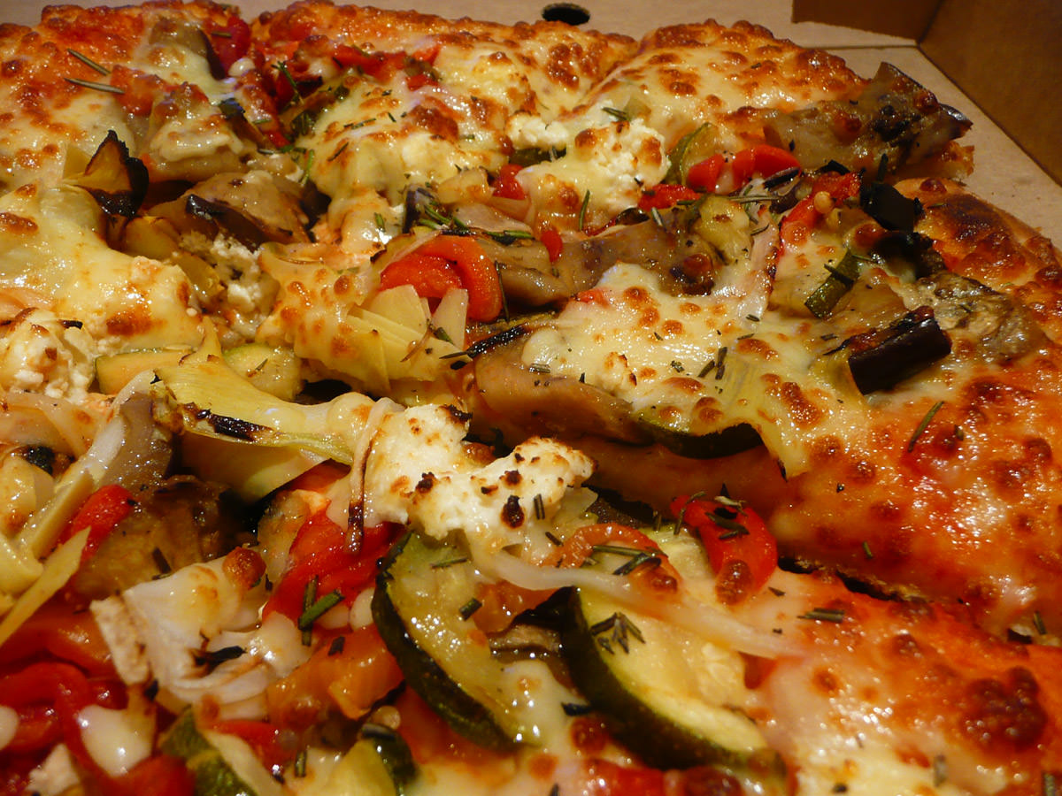 Vegetarian pizza close-up