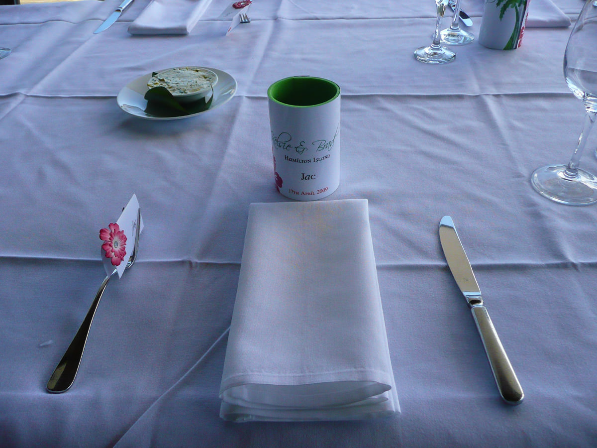 Table setting with Jac's personalised stubby holder
