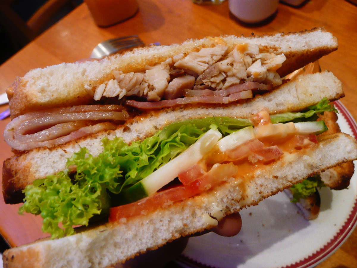 Club sandwich - a big bite