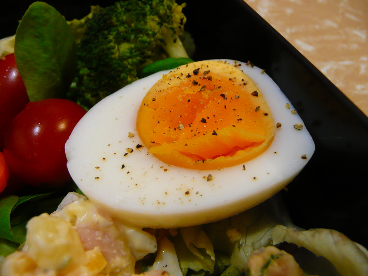 Hard-boiled egg close-up