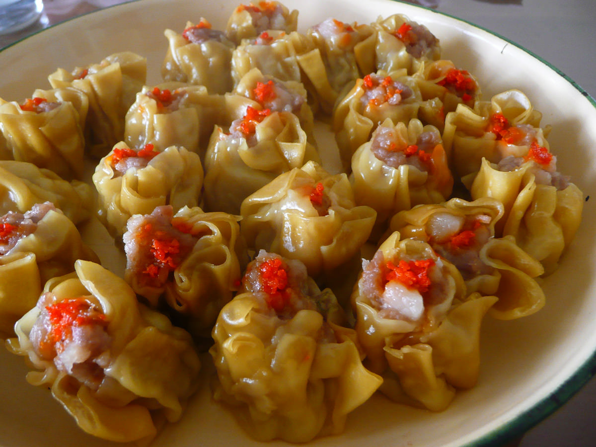 Army of siew mai close-up