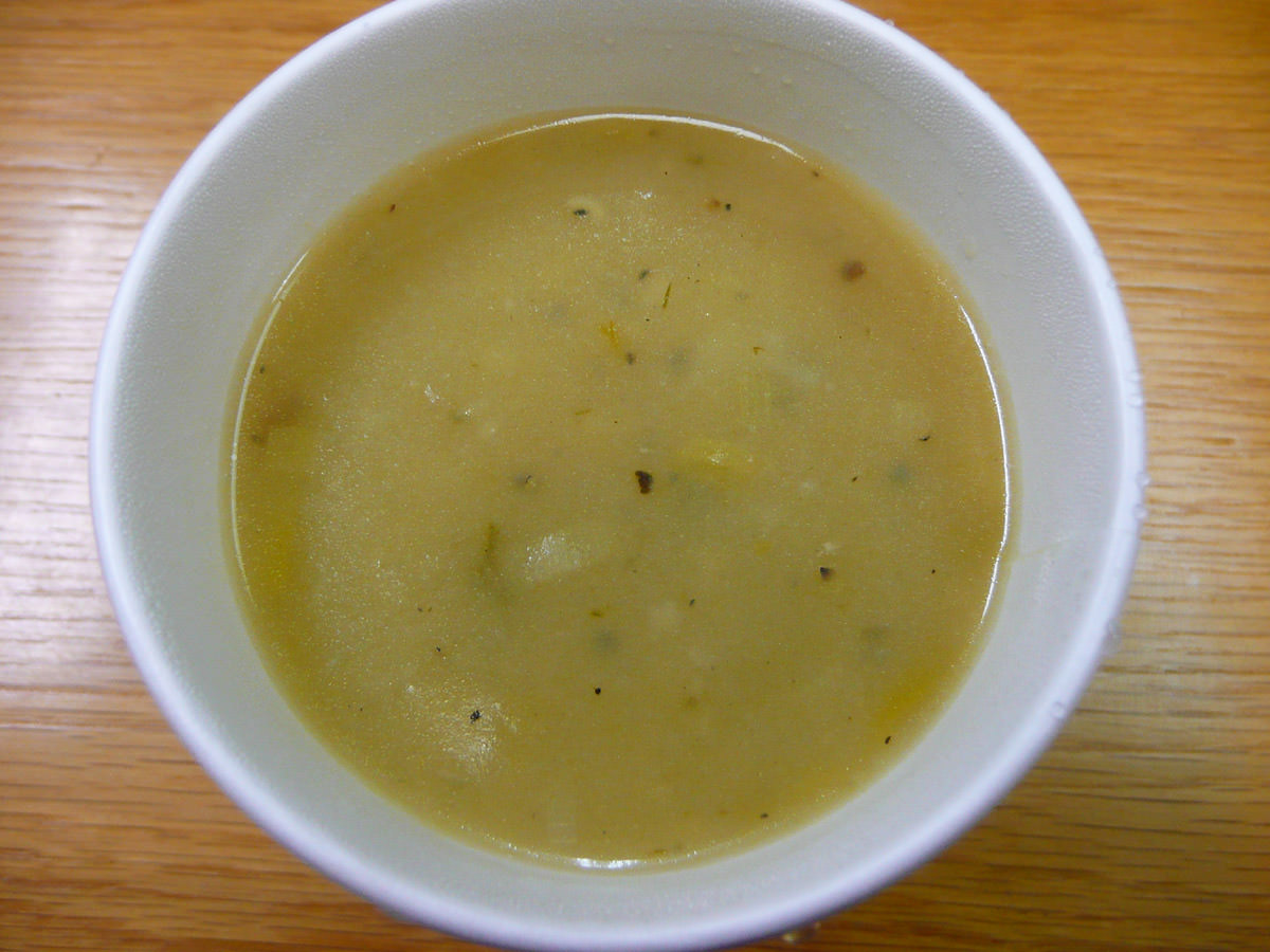 Potato and leek soup close-up