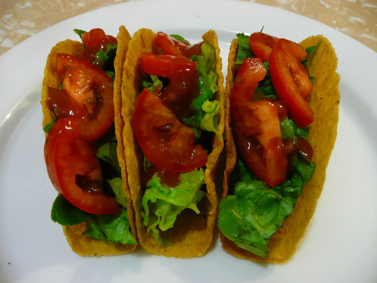 Tacos (beef and bean and salad)