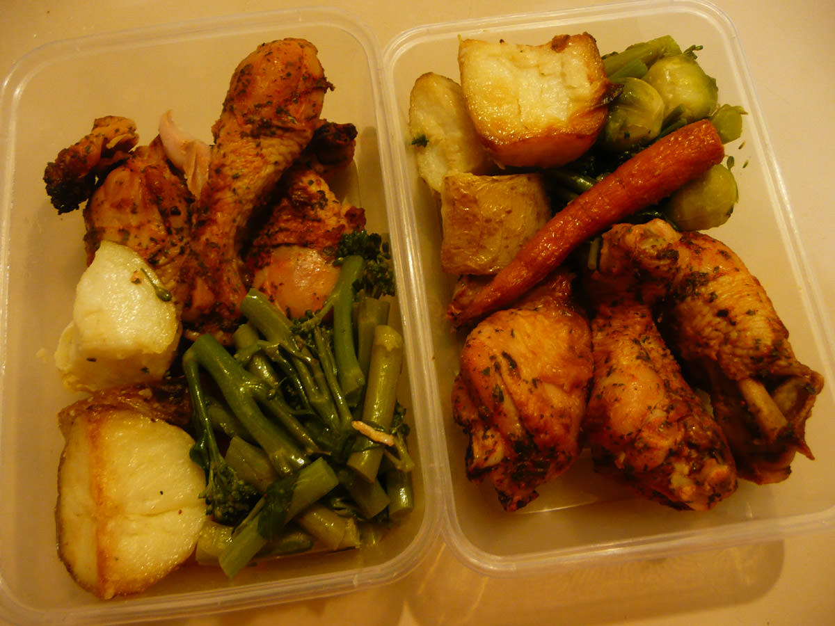 Bento - chicken and vegetables leftovers