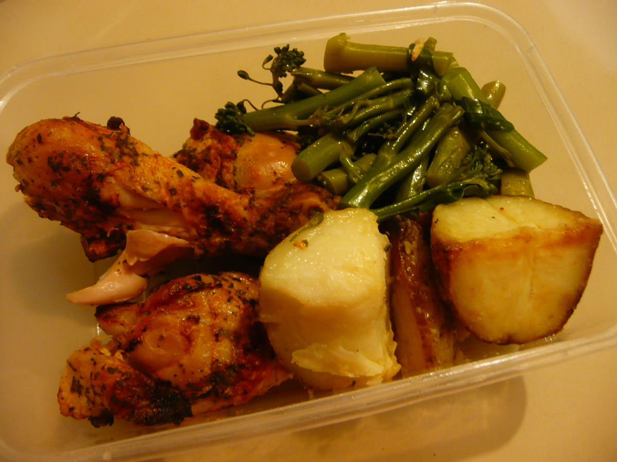 My bento lunch - chicken and vegetables leftovers