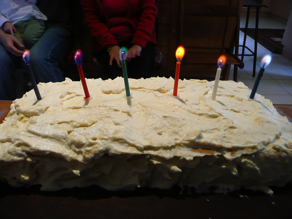 Magic candles on durian cream cake