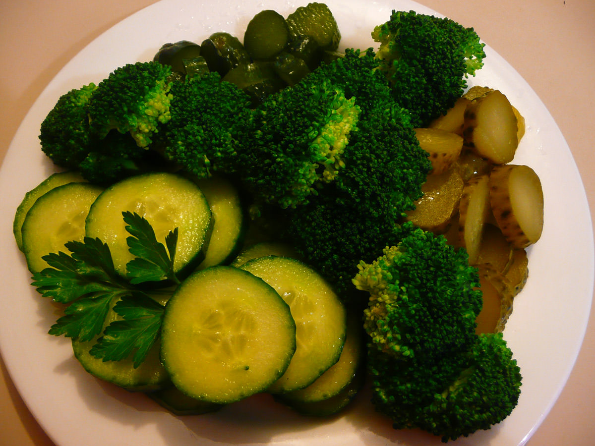 Green plate - vegetables and pickles