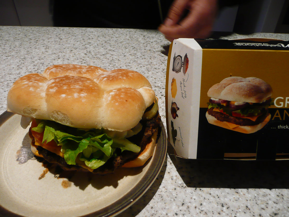 McDonald's Grand Angus burger - it looks like the picture on the box