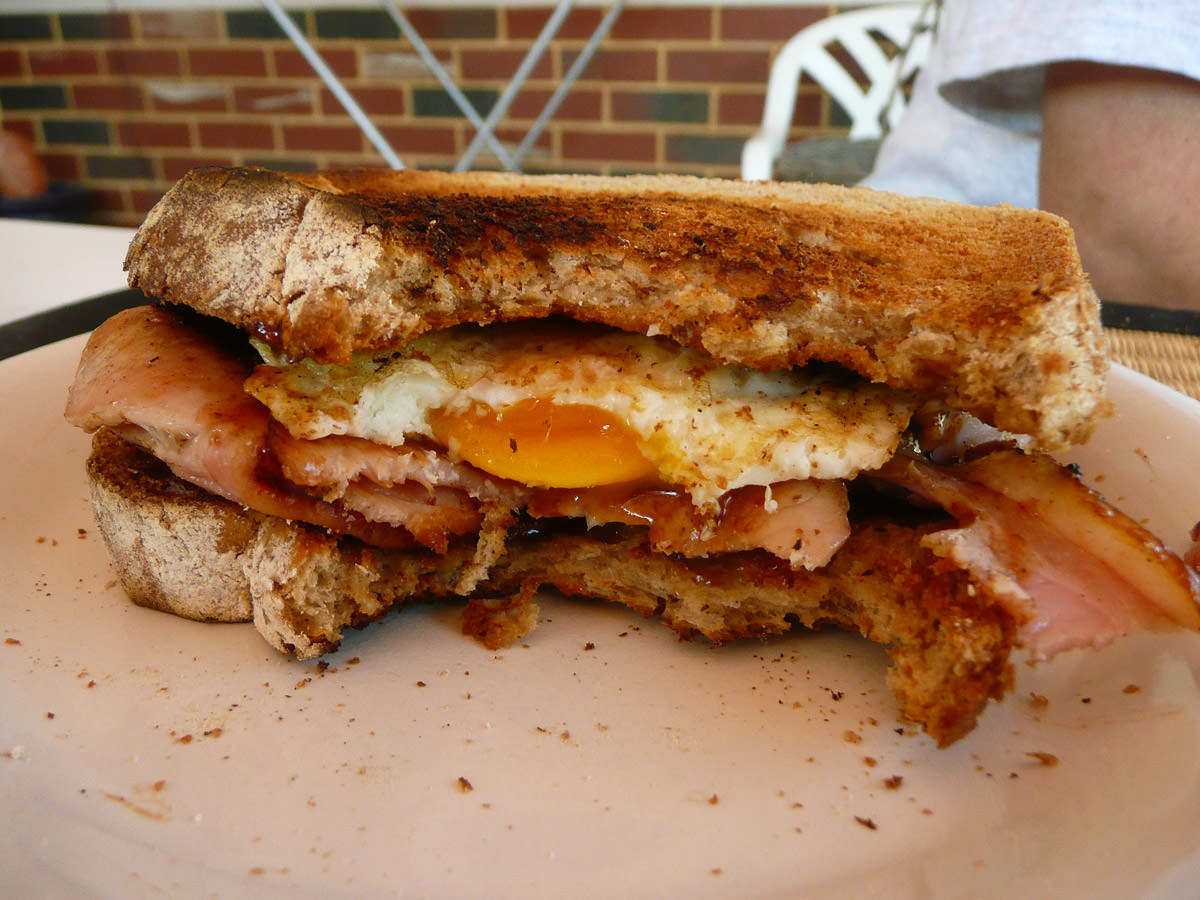 Jac's bacon and egg toasted sandwich