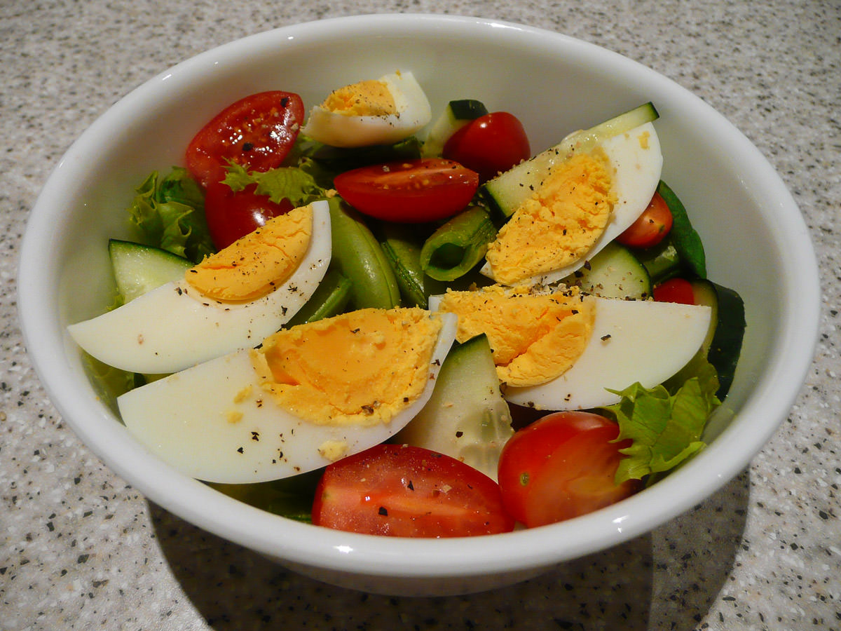 Salad with  hard-boiled egg
