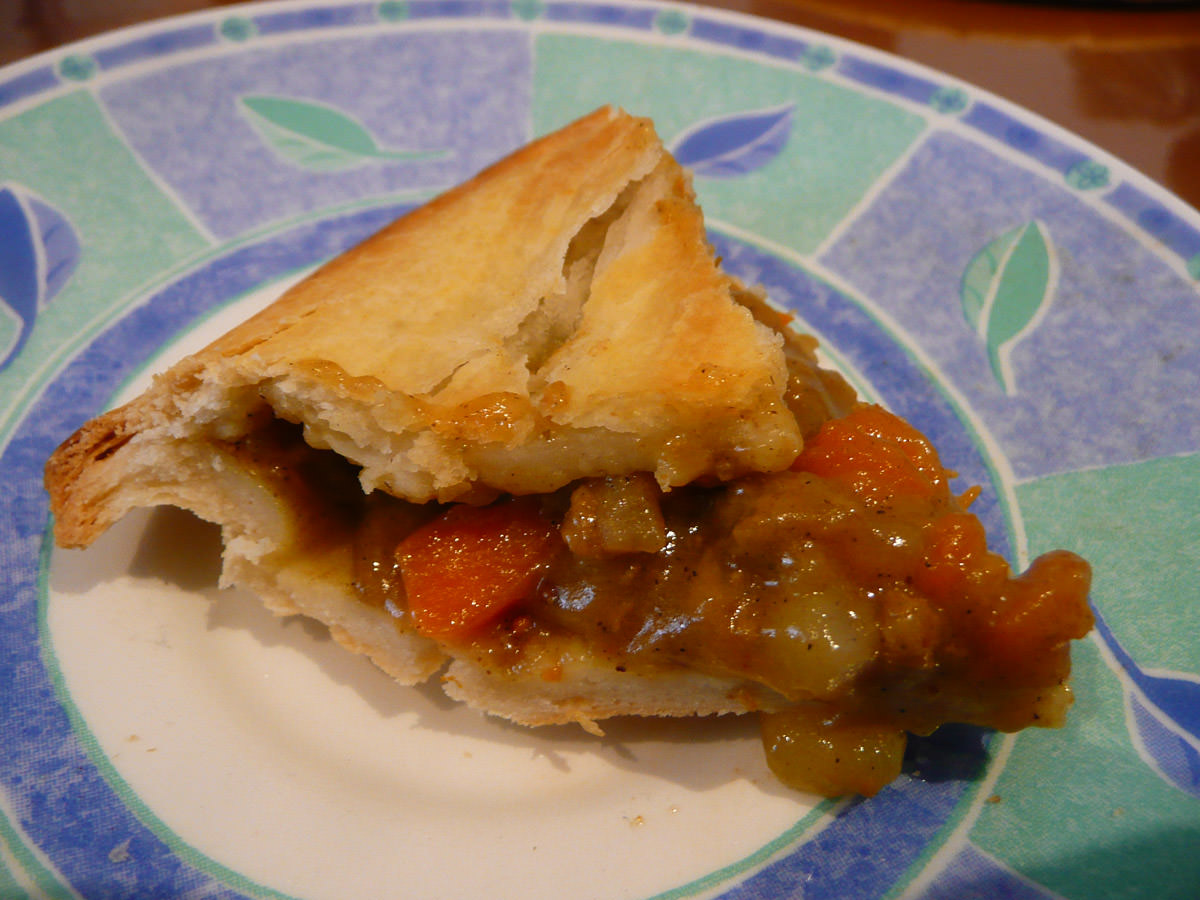 A slice of curry pie