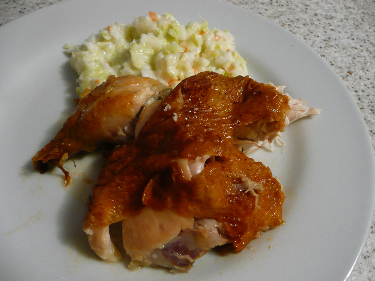 BBQ chicken with coleslaw