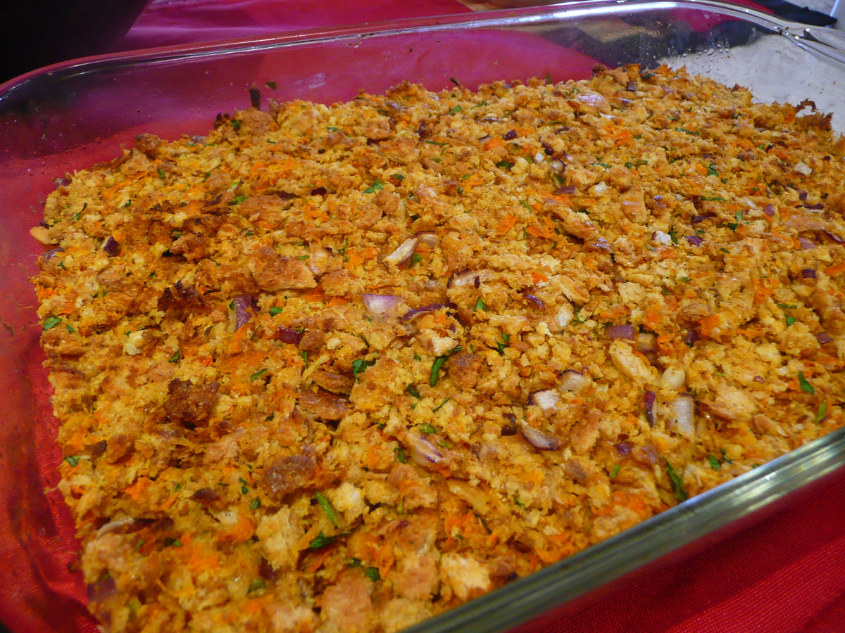 Ange's special baked stuffing