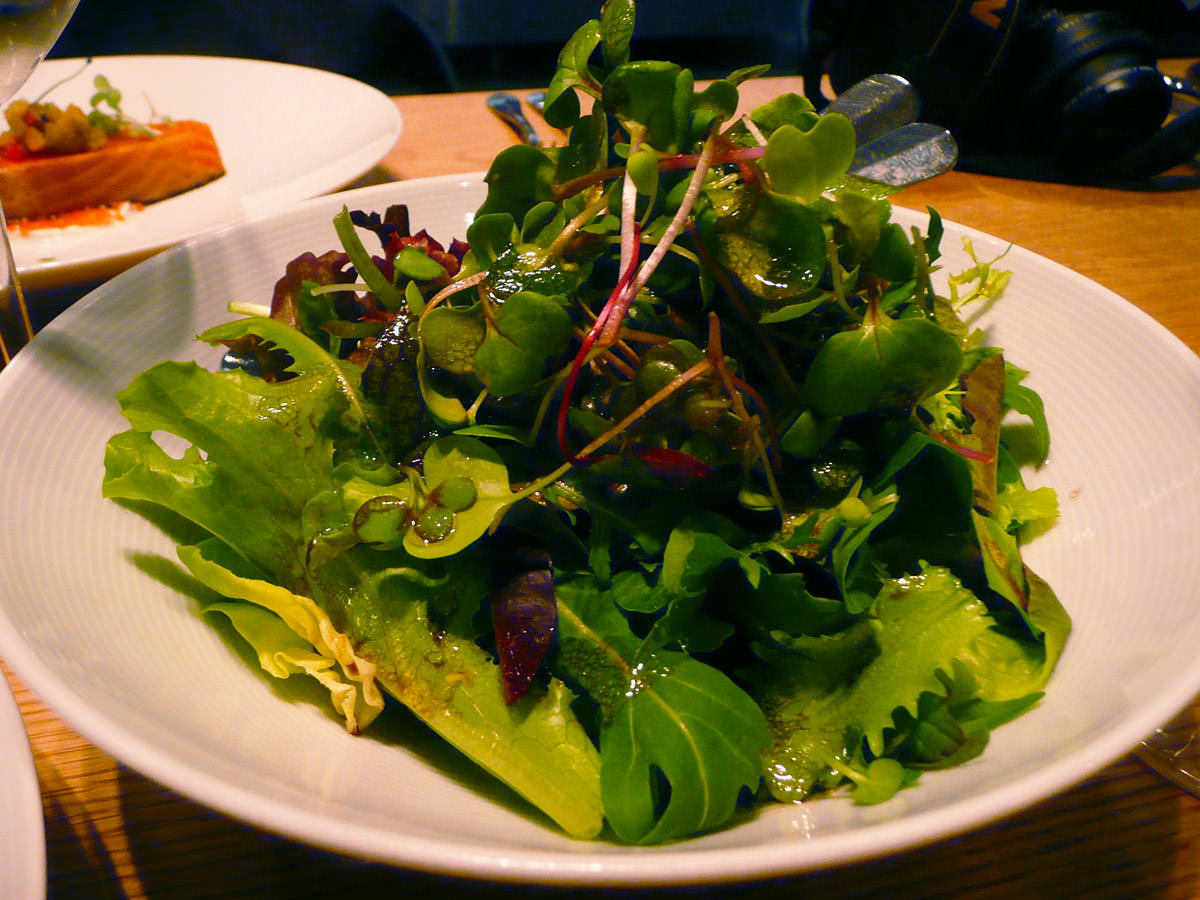 Green salad, served with the confit trout