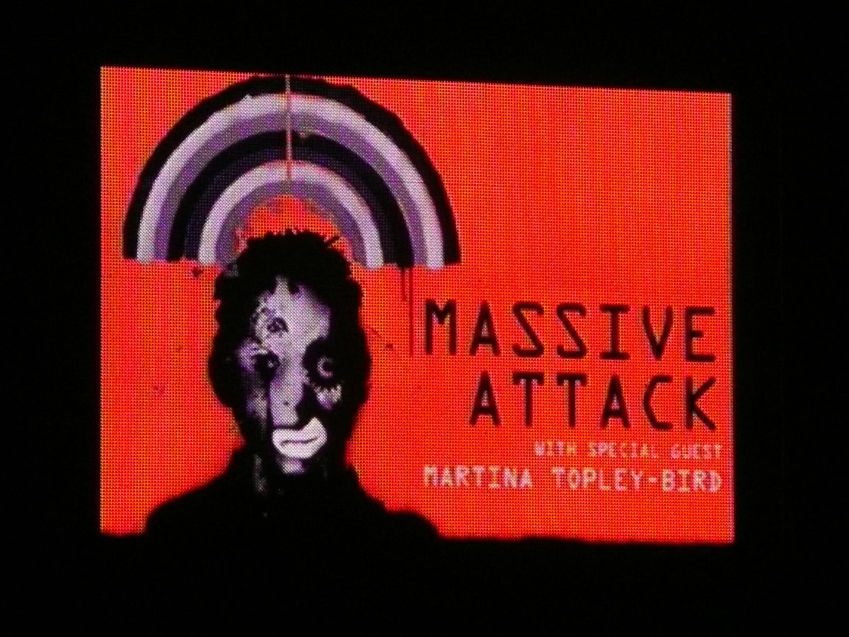 Massive Attack concert in Kings Park, Perth - Heligoland image on big screen