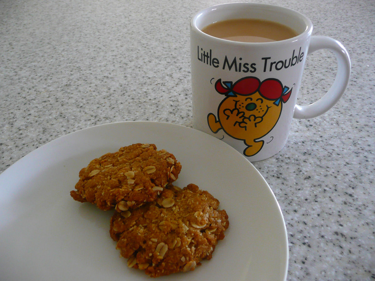 ANZAC biscuits with a cup of tea