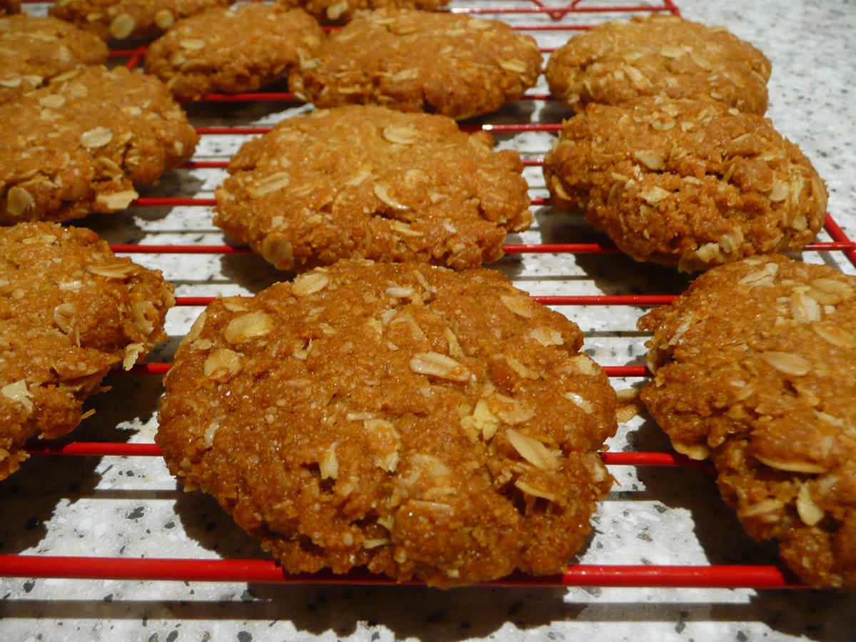 ANZAC biscuits on the cooling rack