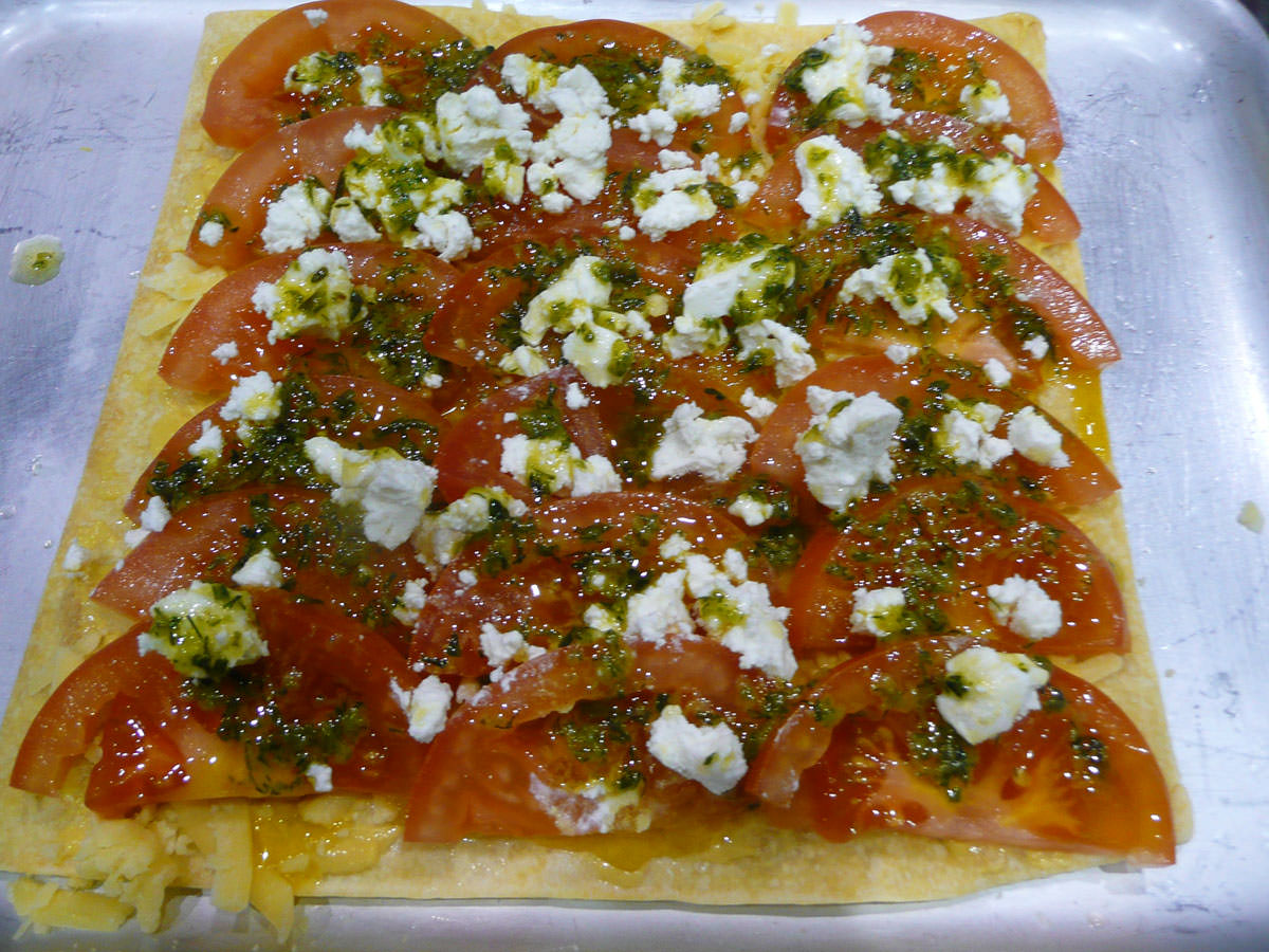 Herb and tomato tart - before it went in the oven