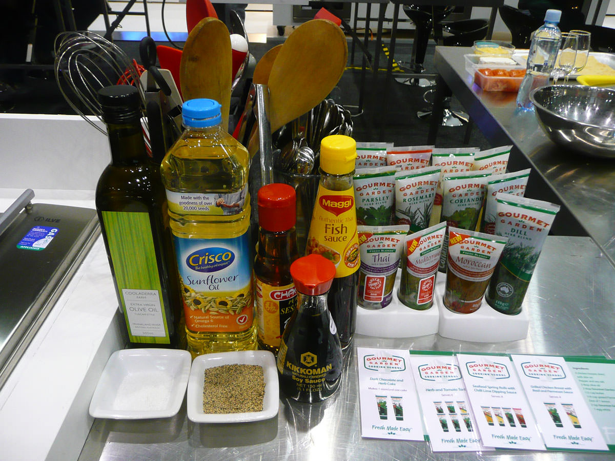 Seasonings, sauces, herbs, utensils