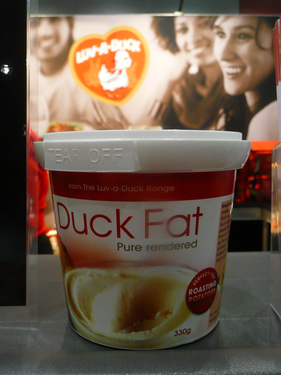 A tub of duck fat
