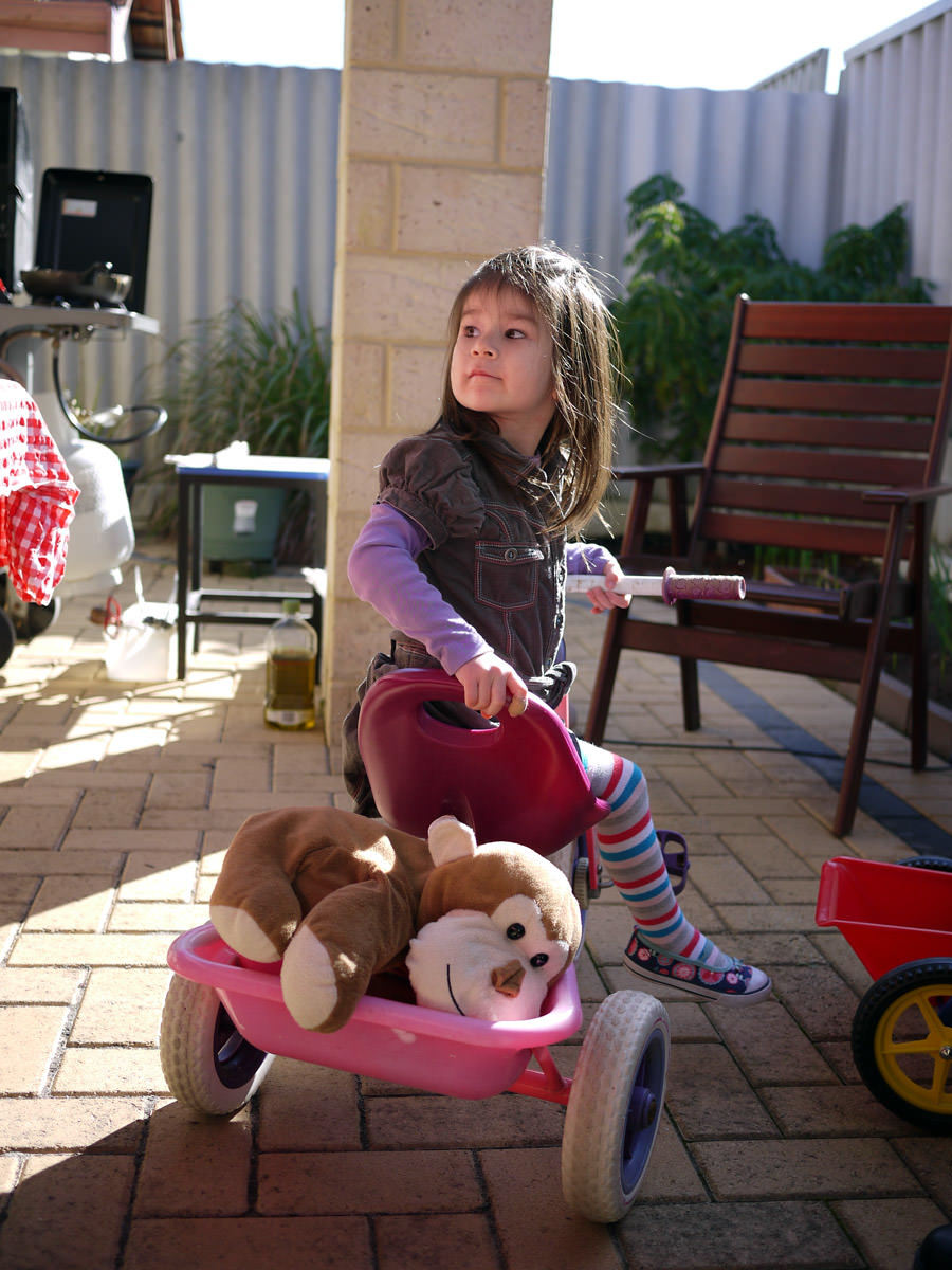 Ruby on her tricycle