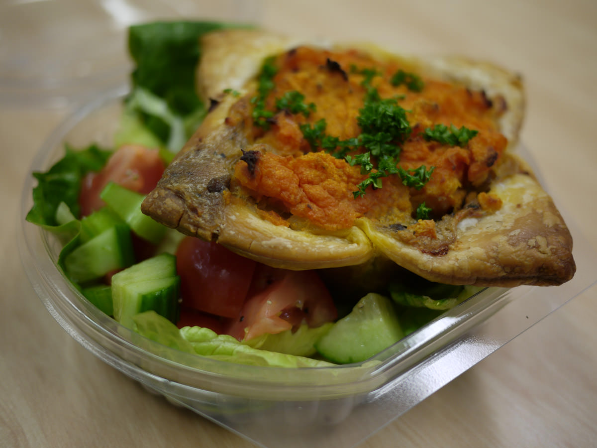 Chicken and vegetable pie with a sweet potato top