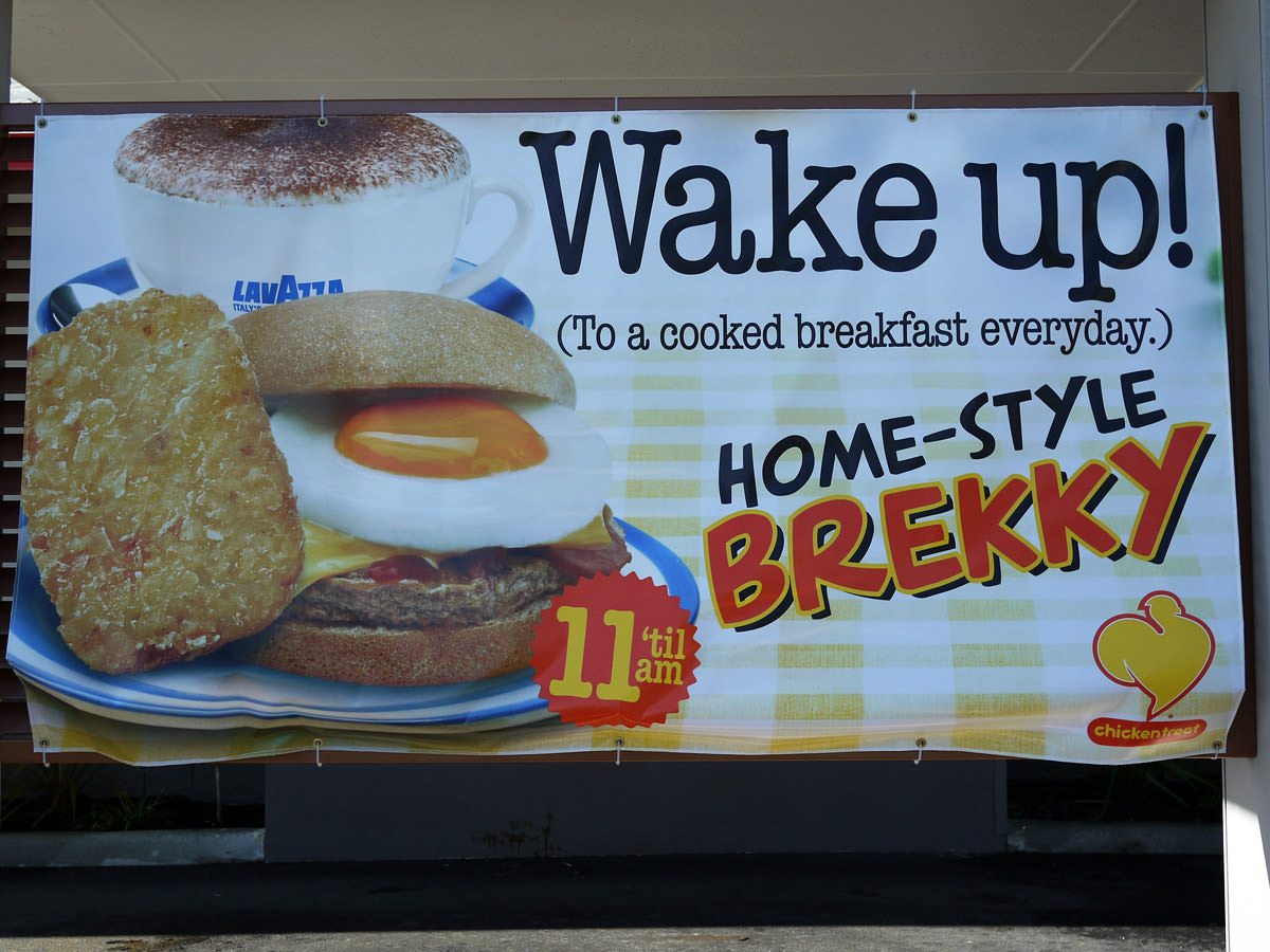 Chicken Treat home-style brekky sign