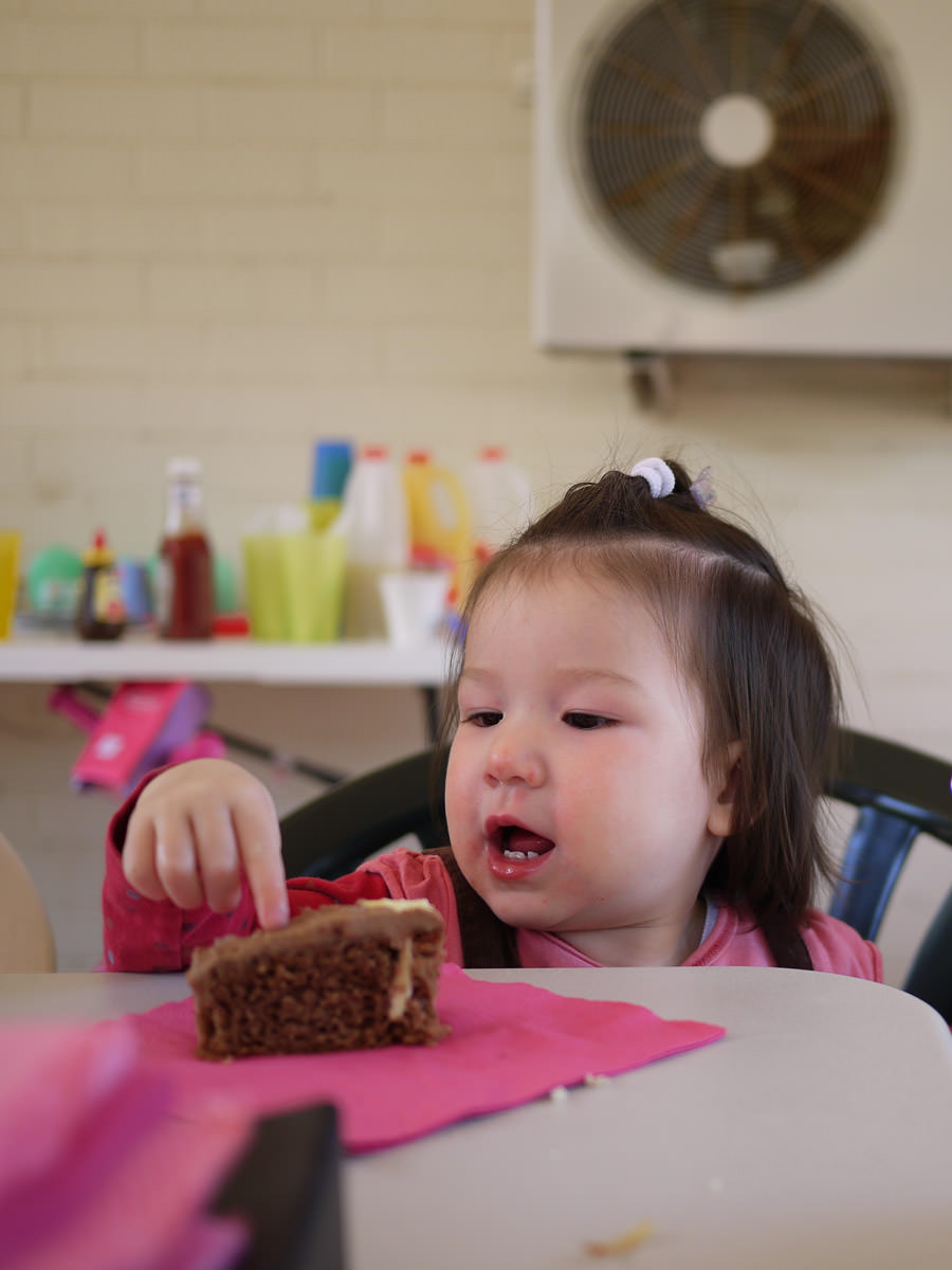 Zoe likes the chocolate birthday cake