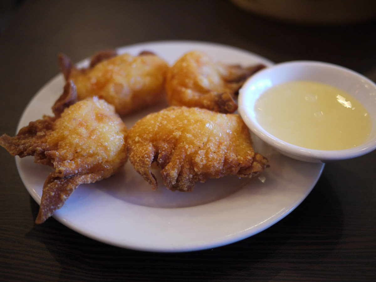 Deep fried prawn dumplings with mayo