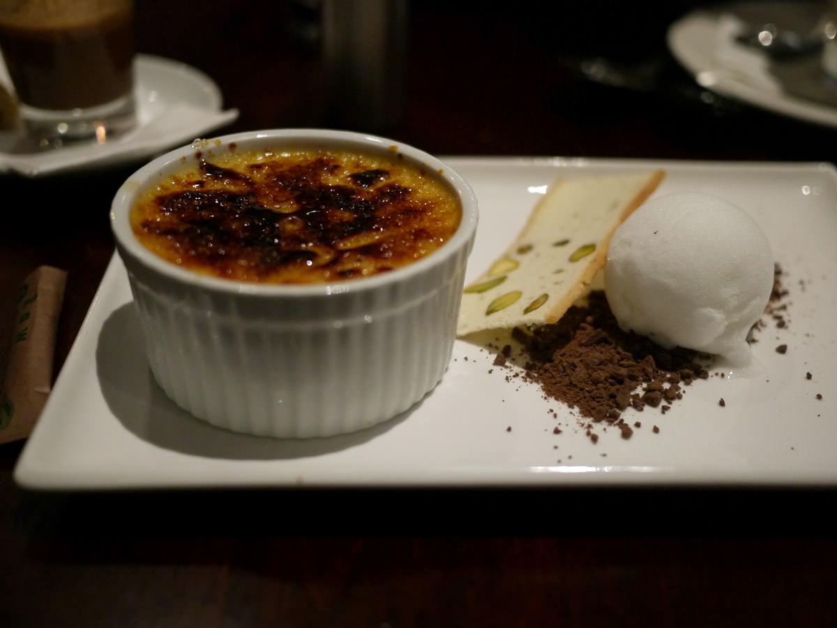 Citrus creme brulee with lychee sorbet