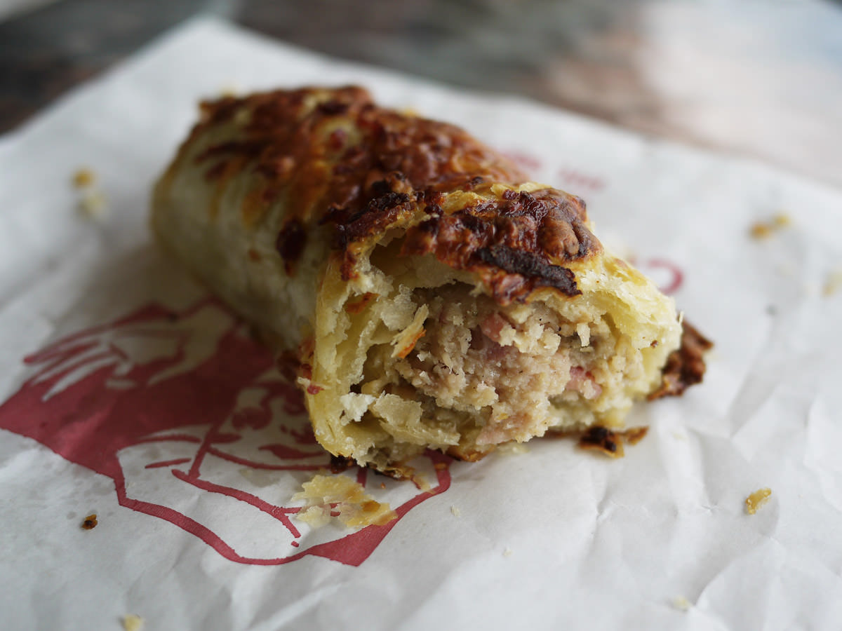 Cheese and bacon sausage roll innards