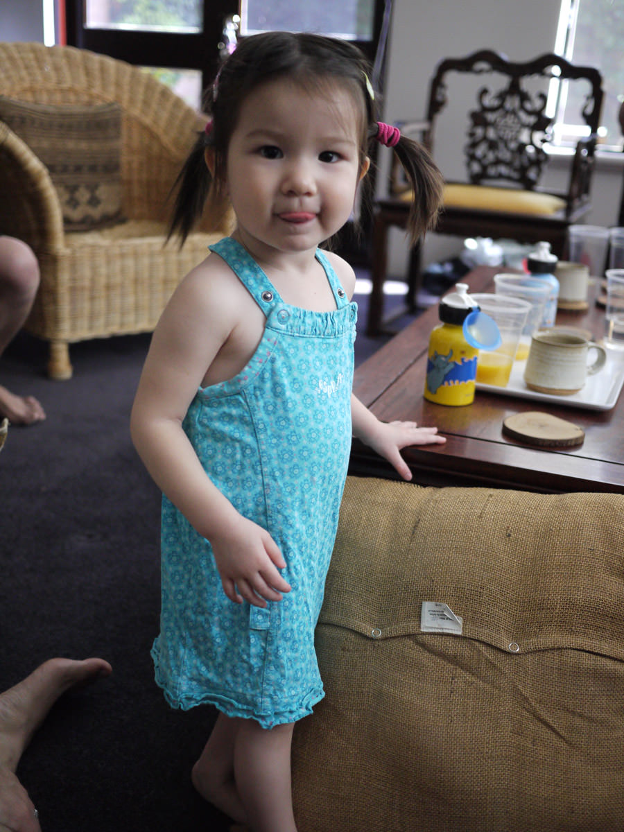 Zoe in a different dress (spilled OJ on the first dress)