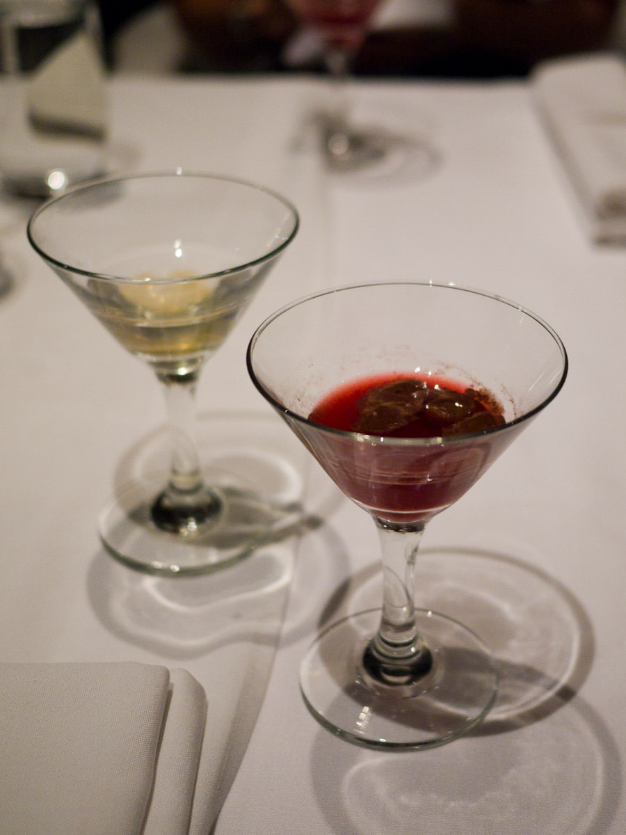 Dirty jelly and cherry ripe martinis 