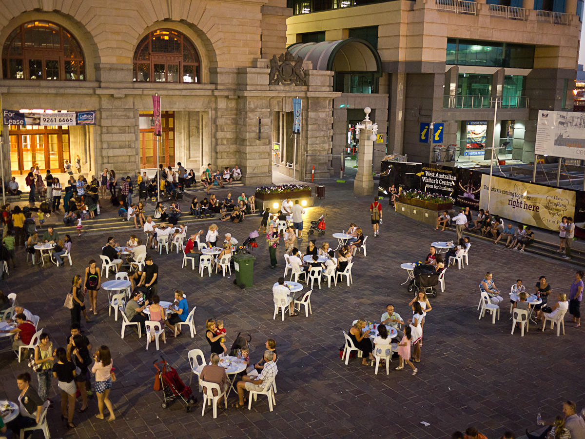 Twilight Hawker Market - seating in Forrest Place