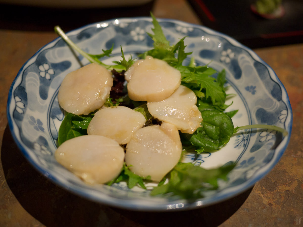 Scallop batoyaki (scallops panfried in butter, AU$7.90)