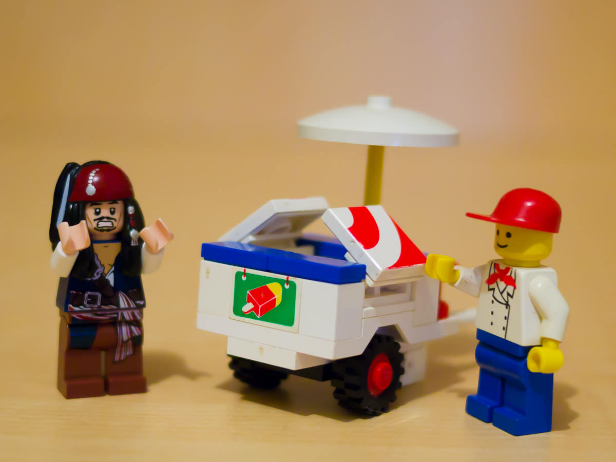 Ice cream man to Captain Jack Sparrow: Sorry sir, we're all out of rum & raisin.