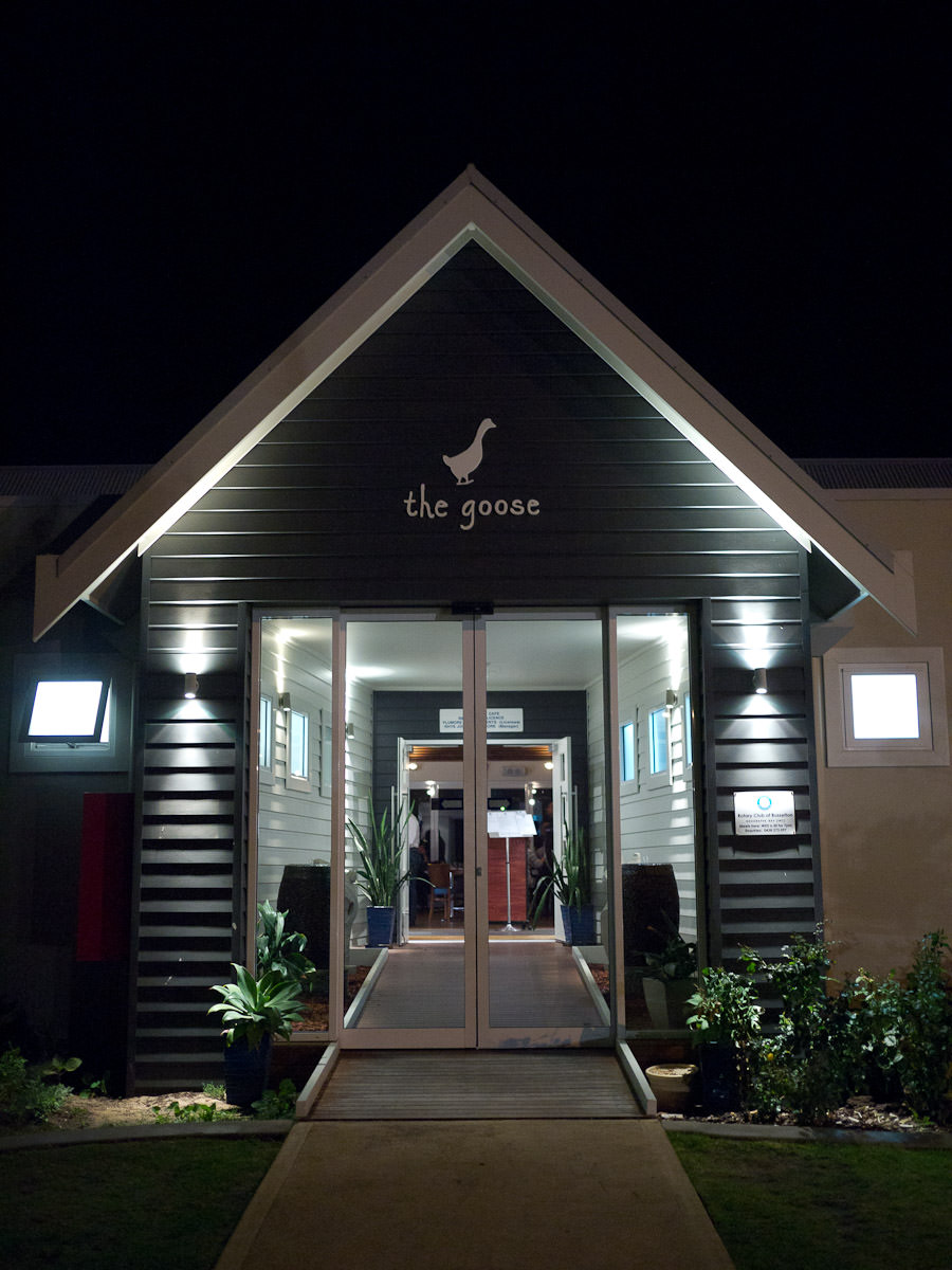 The Goose restaurant at night