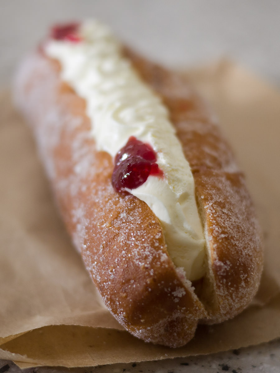 Cream-filled doughnut