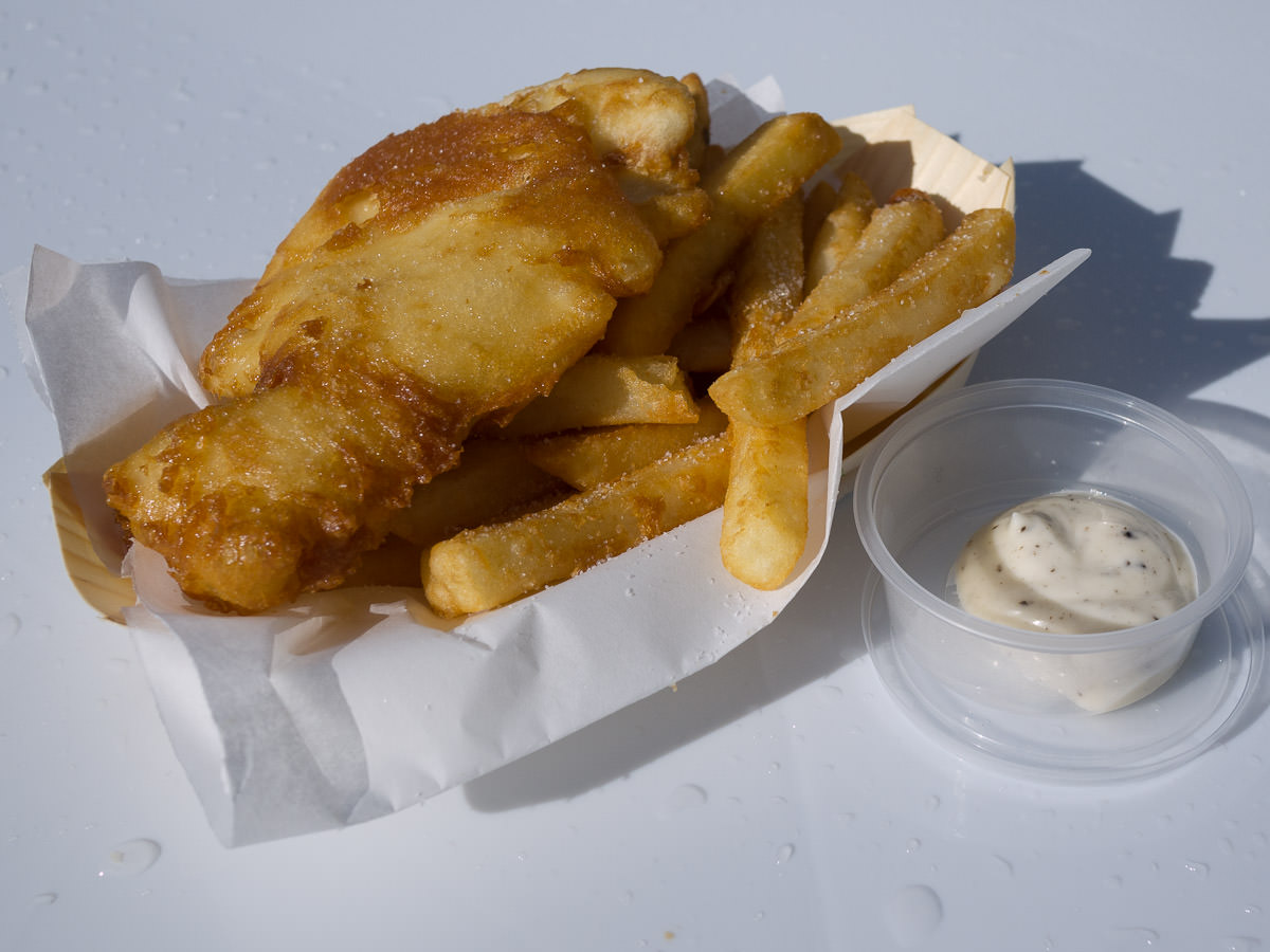 Incontro's fish and chips with truffle mayonnaise