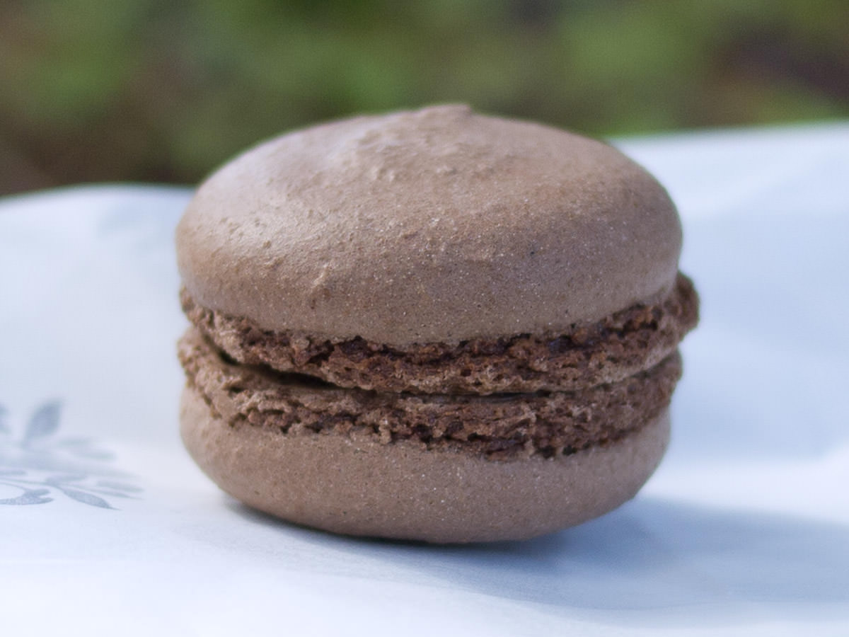 Dark chocolate macaron with truffle ganache, Rochelle Adonis