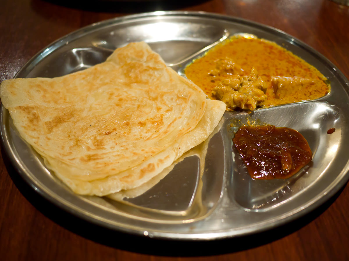 Roti canai with curry chicken (AU$5.50)